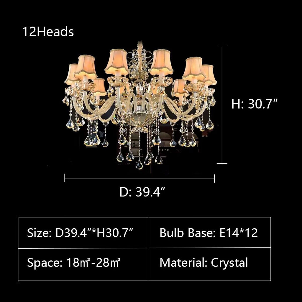 D39.4"D30.7" extra large european-style luxury candle branch crystal chandelier for living room/dining room/foyer/entryway/entrance/hallway