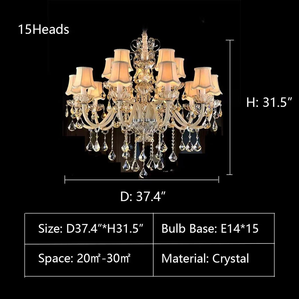 D37.4"*H31.5" extra large european-style luxury candle branch crystal chandelier for living room/dining room/foyer/entryway/entrance/hallway
