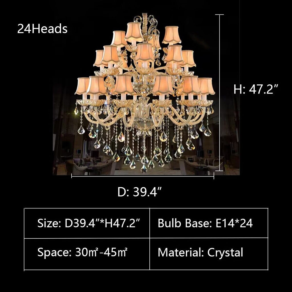 D39.4"*H47.2" Multi-layers /tiered extra large european-style luxury candle branch crystal chandelier for living room/dining room/foyer/entryway/entrance/hallway