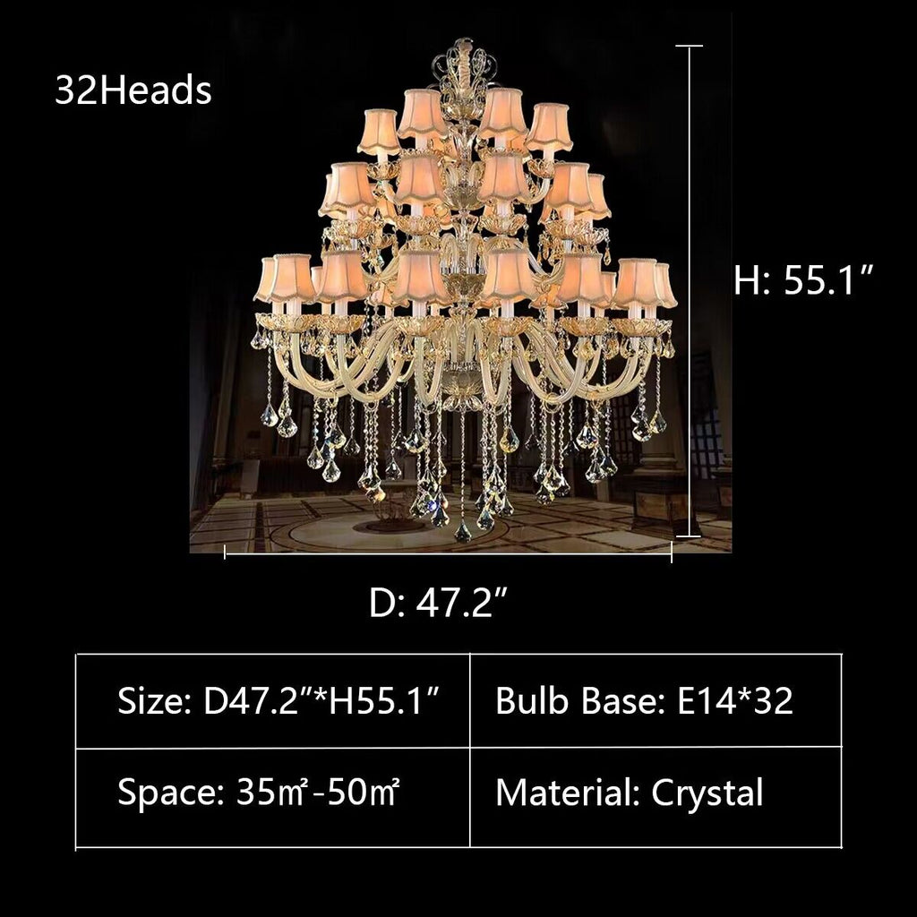 D47.2"*H55.1" Multi-layers /tiered extra large european-style luxury candle branch crystal chandelier for living room/dining room/foyer/entryway/entrance/hallway