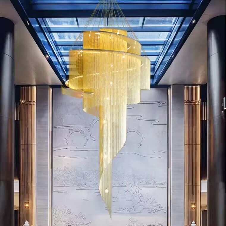 extra large /oversized/ super large spiral tassel chandelier scandinavian post-modern foyer /hallway/entryway/staircase light fixture for villa/hotel/loft/duplex/apartment light fixture 