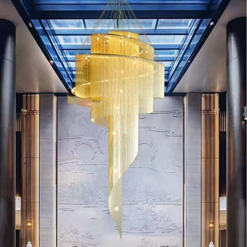 extra large /oversized/ super large spiral tassel chandelier scandinavian post-modern foyer /hallway/entryway/staircase light fixture for villa/hotel/loft/duplex/apartment light fixture 