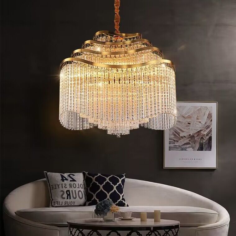candelabru modern light luxury tassel crystal chandelier tiered light for foyer/staircase/entryway/living room/hallway/entrance/bedroom