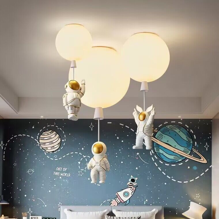 3D RESIN ASTRONAUT LAMPS Scandinavian Creative Bedroom Ceiling Light Modern Astronaut Planet Cartoon Light For Kids Room 