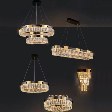 Modern Luxury Designer Crystal Chandelier Set Ring Bedroom/Living Room Light Rectangle Dining Table Light 