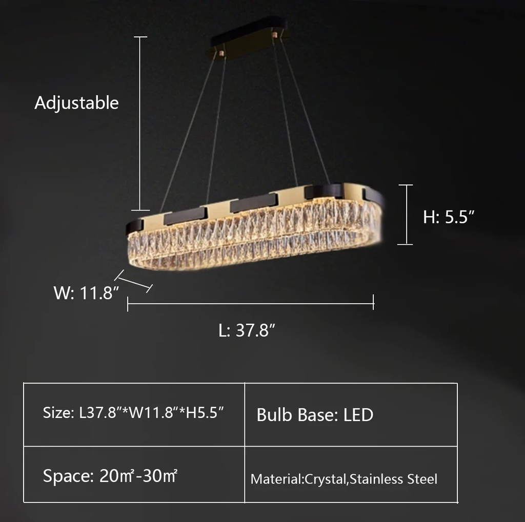 l37.8" Modern Luxury Designer Crystal Chandelier Set Ring Bedroom/Living Room Light Rectangle Dining Table Light  for dining table/coffee table /bar/