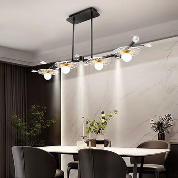 2023 New 6 lights Long Linear Light Luxury Dining Table Crystal Chandelier Modern Creative Bar/Coffee Table/Kitchen Island Light Fixture