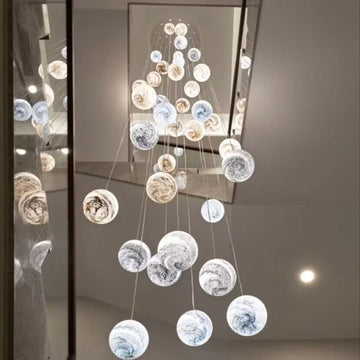 BULLES modern planet cute and Children's Interest extra large /oversized chandelier for staircase/loft/duplex building/high-ceiling villa foyer/entrway/hallway   living room ball light and sphere light fixture pendant for nursery home /room 