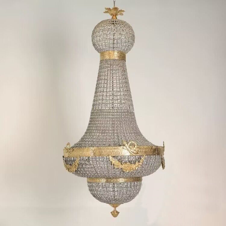 extra large regal style ballrom chandelier lustre en bronze brass copper light fixture kattokruunu lamp