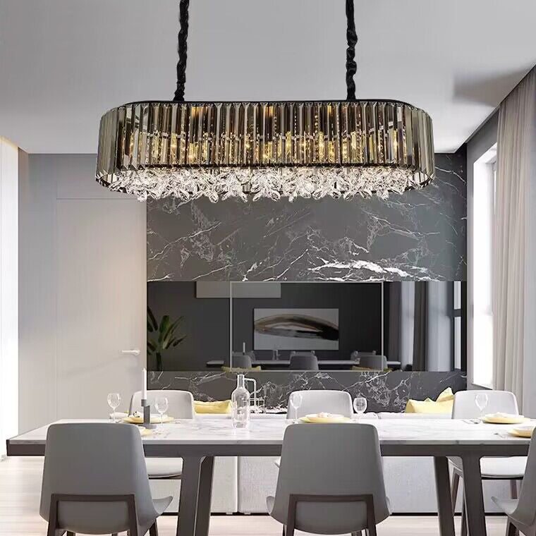 Extra Large Rectangle Crystal Chandelier Modern 6/8 Lights Flower Crystal Light For Dining Room/Living Room  dining table/long table light 