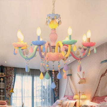 European macaron rainbow colorful crystal chandelier for kid's room /bedroom/living room cute modern nordic chandelier