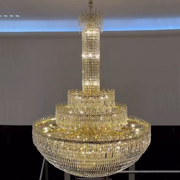 Extra large/oversized round crystal chandelier big house foyer/staircase/hallway 2-story chandelier gold crystal chandelier luxury light fixture for big space 