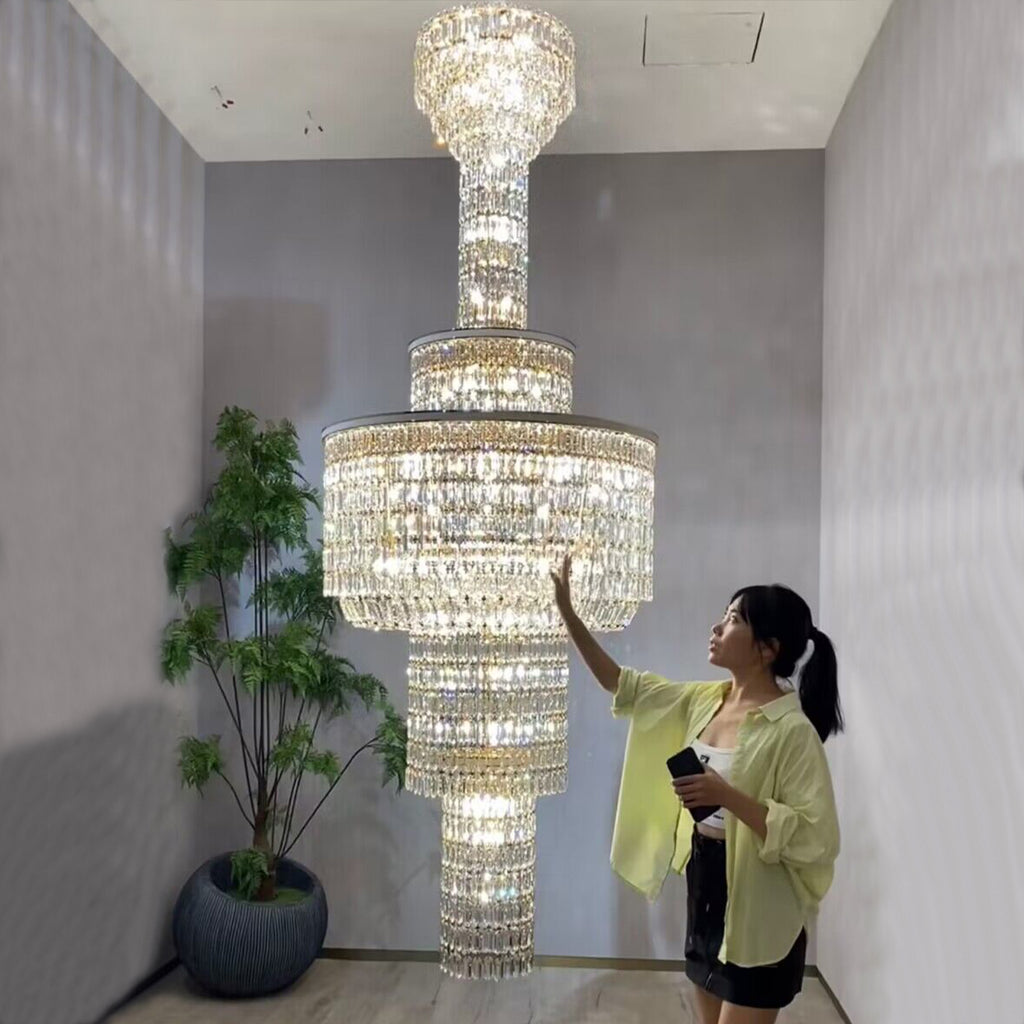 extra large/oversized/huge-large /super-large crystal chandelier round multi-layers,tiered crystal light for foyer,staircase/hallway