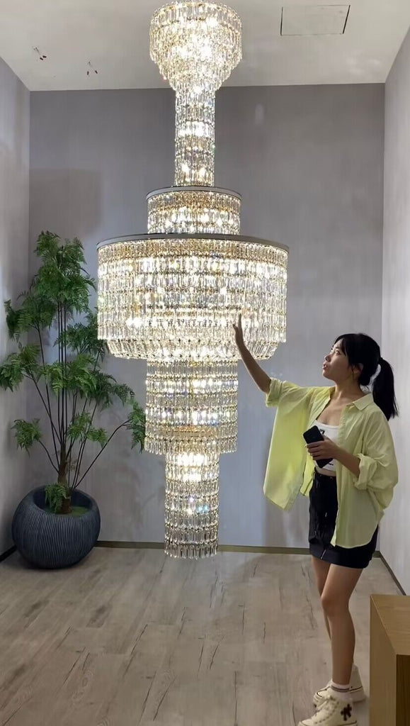 D39.4"*H59.1"D47.2"*H98.4"D59.1"*H118.1"  EXTRA LARGE/OVERSIZED/super-large/huge round multi-layers,tiered crystal light fixture for high-ceiling house/apartment/villa/duplex buildings foyer,staircase,