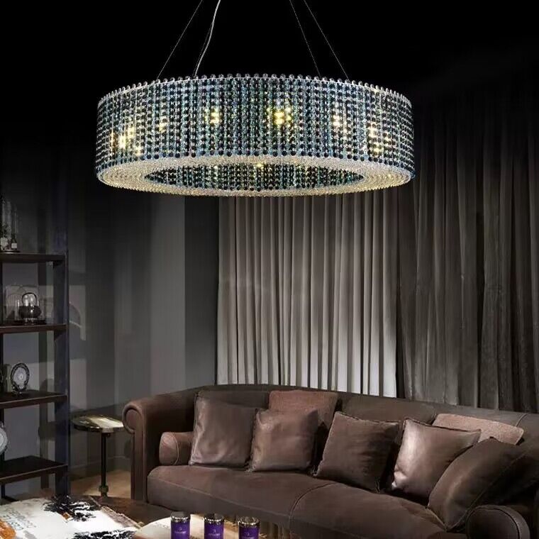 Alleri Crystal Beads Luxury Chandelier modern round extra large blue/gold living room/dining room/bedroom/foyer/entryway light fixture