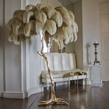 Modern Art Ostrich Feather Floor Light French Light Luxury Living Room Bedroom Ins Decorative Ambient Lighting for home decor ins hot 