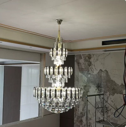 D47.2"*H70.9" Extra large /huge luxury 3-layers/tiered crystal chandelier round/empire gold/black crystal light for high-ceiling living room/foyer/entryway/staircase,2-story,duplex buildings