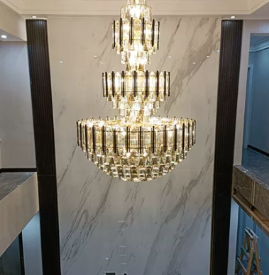D59.1"*H86.6" Extra large /huge luxury 3-layers/tiered crystal chandelier round/empire gold/black crystal light for high-ceiling living room/foyer/entryway/staircase,2-story,duplex buildings
