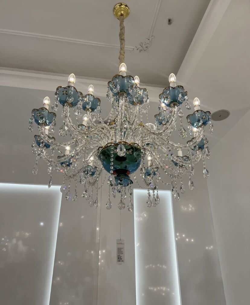 D31.5"*H23.6" 12LIGHTS Modern blue crystal chandelier candle branch crystal light living room/bedroom/dining room lights Vogue Clarence Light Chandelier french-style romantic lights