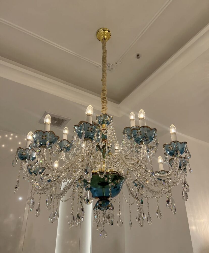 D37.4"*H23.6" 15LIGHTS Modern blue crystal chandelier candle branch crystal light living room/bedroom/dining room lights Vogue Clarence Light Chandelier french-style romantic lights