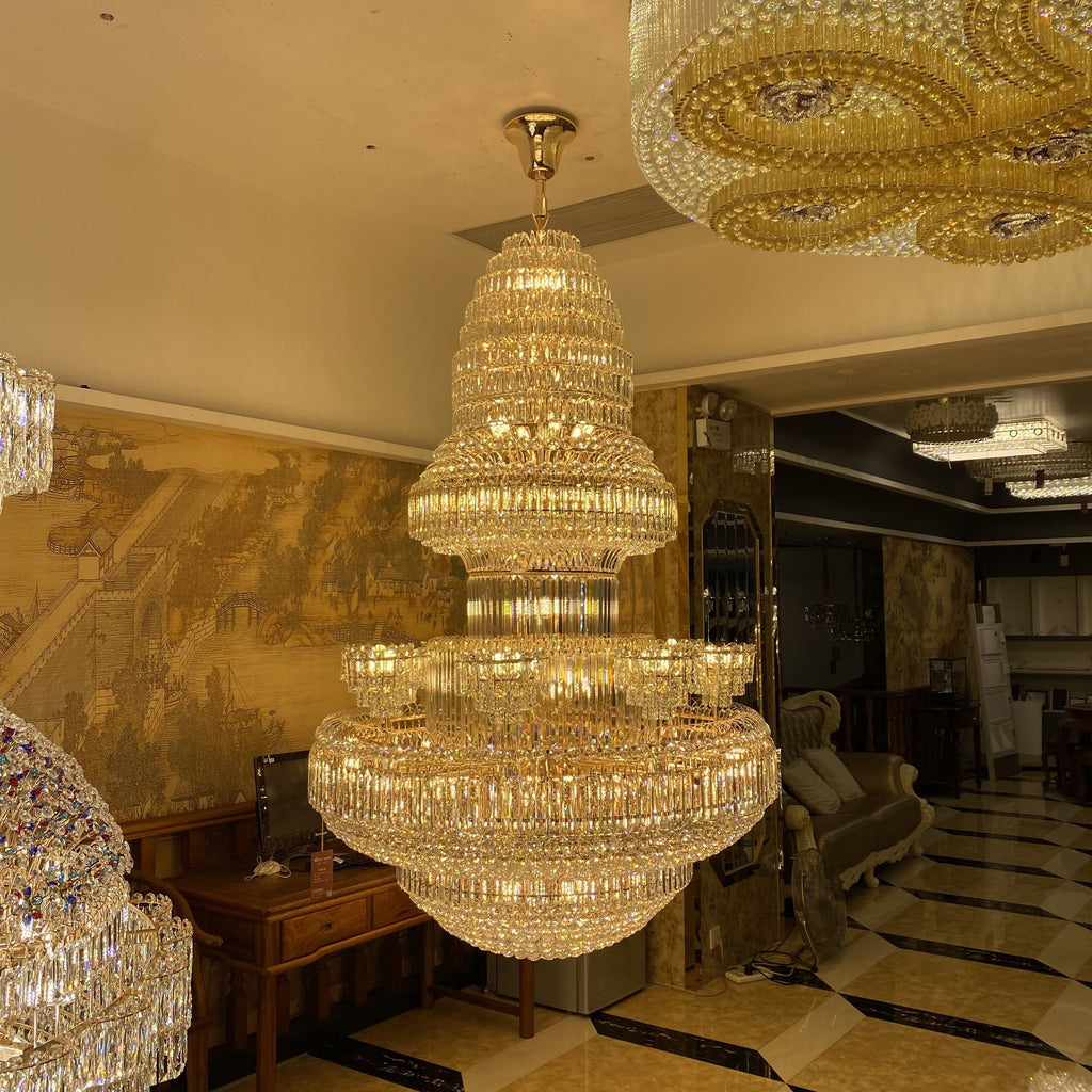 Extra Large European Empire  Crystal Chandelier in Gold Finish for High-ceiling Room 