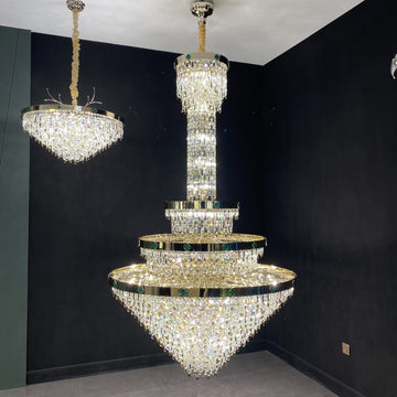 Oversized Multi-Tier Empire Crystal Chandelier for Big Hallway/Foyer/2-Story Living Room 