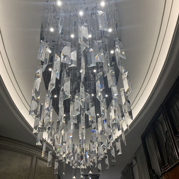 oversized flush mount crystal chandelier oval ceiling crystal light for dining room/living room/big table staircase/foyer/hallway/entryway