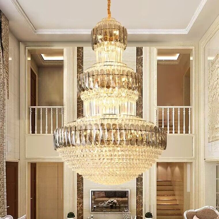 Oversized/Extra Large /Huge 3-TIERED Crystal chandelier luxury light fixture round light for big foyer/staircase/hallway/high-ceiling living room hotel lobby,entryway/restaurant/bar/coffee  shop