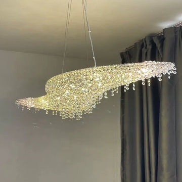 Italian art modern crystal chandelier s-shaped/wave crystal light fixture for dining table/coffee table/bar/kitchen island