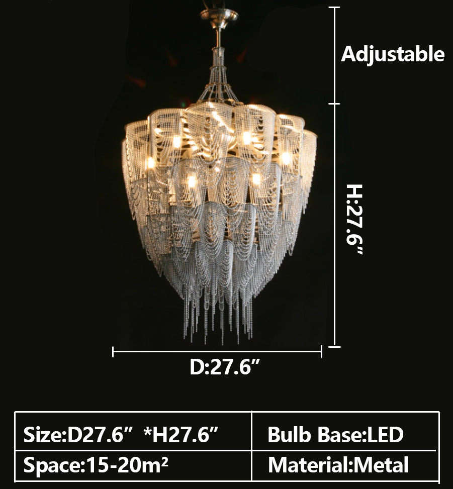 D27.6" Extra large/oversized contemporary/modern/post-modern crystal chandelier tassel chandelier fishtail light multi-layers lights for foyer/hallway/staircase high-ceiling living room