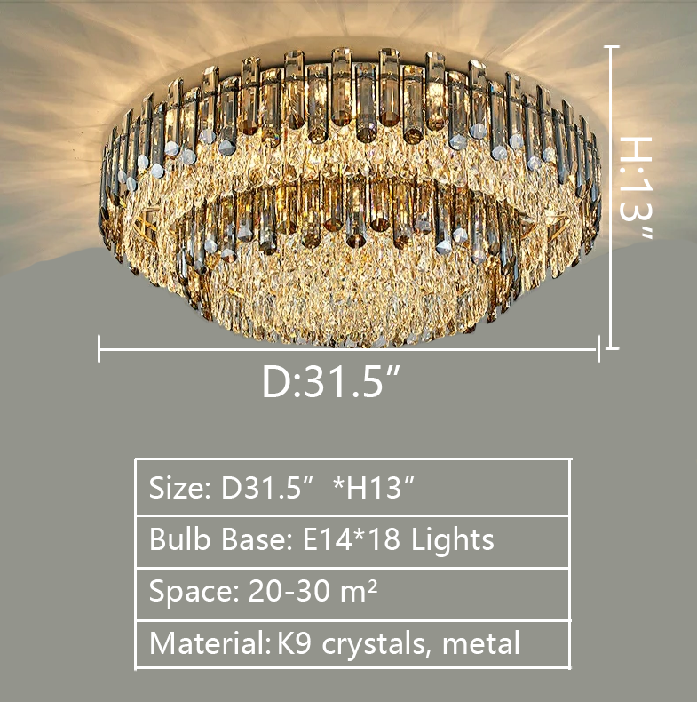 multi-layers gold luxury ceiling pendent light contemporary extravagent villa hall/loft,duplex building lamps 31.5inch diameter large light